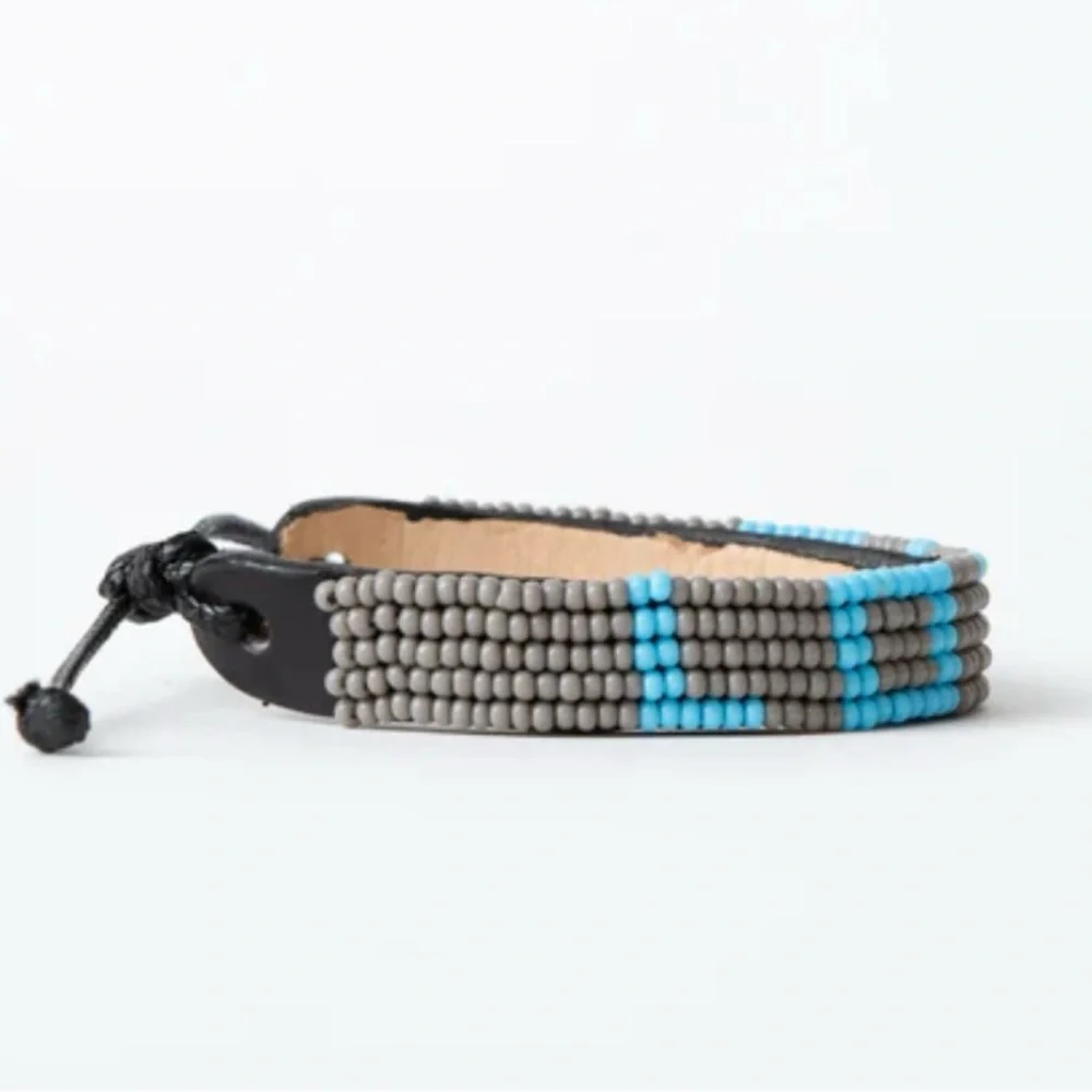 🩶🩵 NWT LOVE Bracelet • Gray/Turquoise UBUNTU Life Handwoven/Beaded • Adjustable - Picture 4 of 10